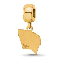 Sterling Silver Gold-plated LogoArt University of Wisconsin Letter W Small Dangle Bead Charm view 5