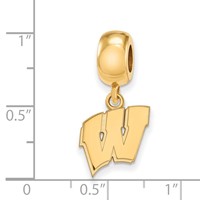 Sterling Silver Gold-plated LogoArt University of Wisconsin Letter W Small Dangle Bead Charm view 3