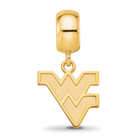 Sterling Silver Gold-plated LogoArt West Virginia University W-V Small Dangle Bead Charm