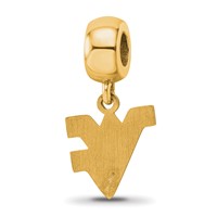 Sterling Silver Gold-plated LogoArt West Virginia University W-v Small Dangle Bead Charm view 5