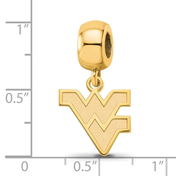 Sterling Silver Gold-plated LogoArt West Virginia University W-V Small Dangle Bead Charm
