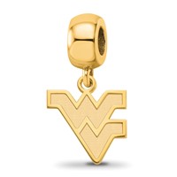 Sterling Silver Gold-plated LogoArt West Virginia University W-v Small Dangle Bead Charm view 1