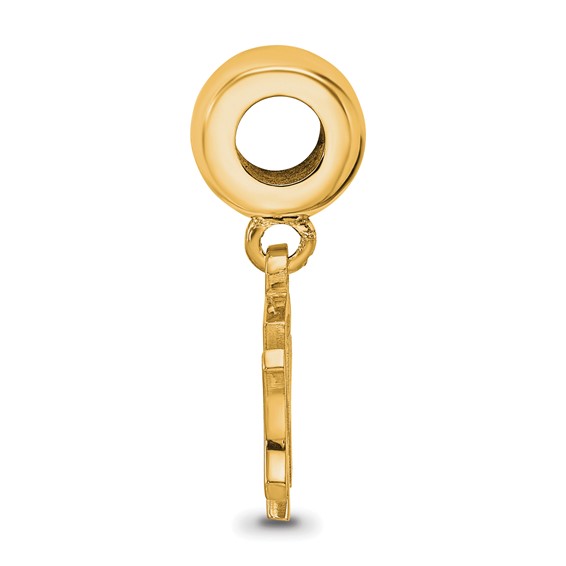 Sterling Silver Gold Plated Major League Baseball LogoArt New York Yankees N-Y Dangle Bead