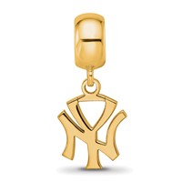 Sterling Silver Gold Plated Major League Baseball LogoArt New York Yankees N-y Dangle Bead view 4
