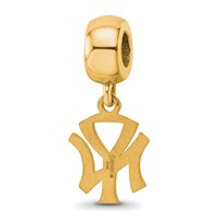 Sterling Silver Gold Plated Major League Baseball LogoArt New York Yankees N-y Dangle Bead view 5