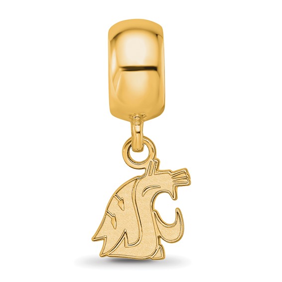 Sterling Silver Gold-plated LogoArt Washington State University Cougar Extra Small Dangle Bead Charm