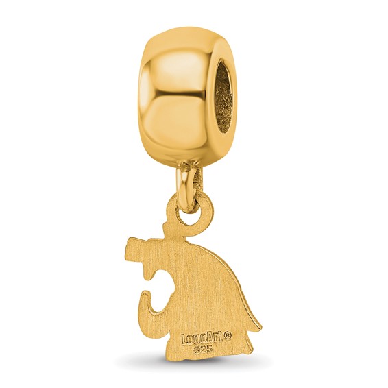 Sterling Silver Gold-plated LogoArt Washington State University Cougar Extra Small Dangle Bead Charm