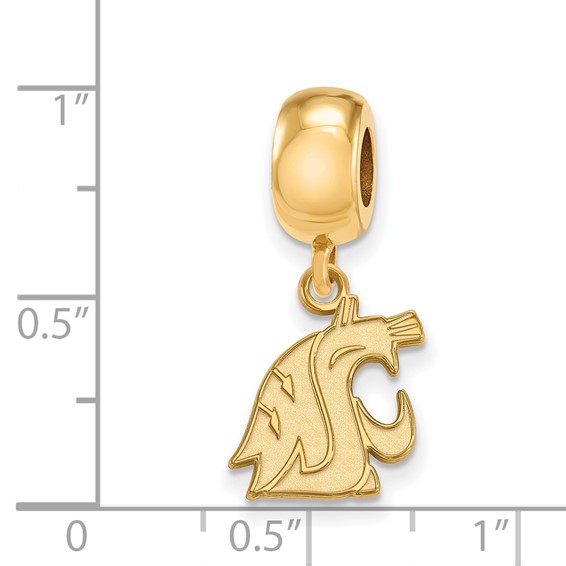 Sterling Silver Gold-plated LogoArt Washington State University Cougar Extra Small Dangle Bead Charm