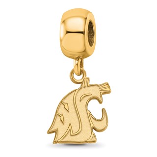 Sterling Silver Gold-plated LogoArt Washington State University Cougar Extra Small Dangle Bead Charm
