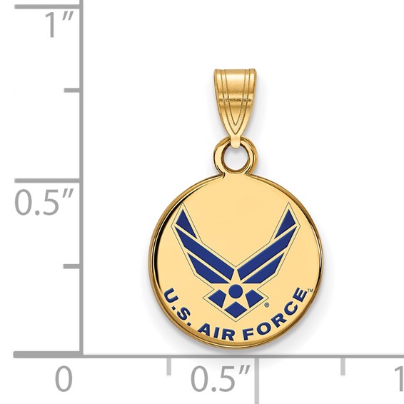Sterling Silver Gold-plated LogoArt U.S. Air Force Small Enameled Disc Pendant