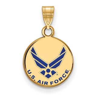 Sterling Silver Gold-plated LogoArt U.S. Air Force Small Enameled Disc Pendant