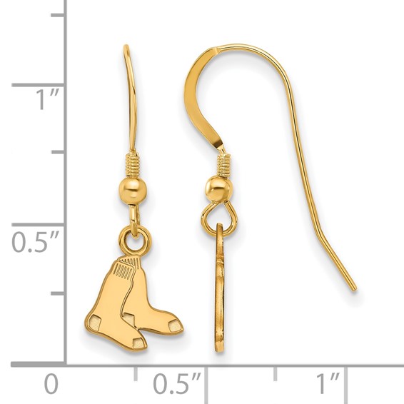 Sterling Silver Gold Plated Major League Baseball LogoArt Boston Red Sox Dangle Earrings