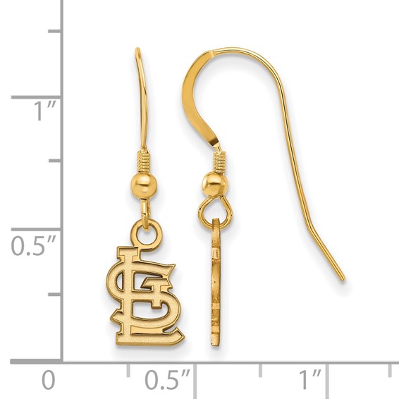 Sterling Silver Gold Plated Major League Baseball LogoArt St. Louis Cardinals Dangle Earrings