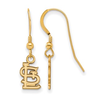 Sterling Silver Gold Plated Major League Baseball LogoArt St. Louis Cardinals Dangle Earrings