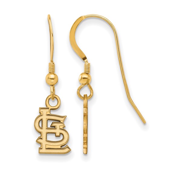Sterling Silver Gold Plated Major League Baseball LogoArt St. Louis Cardinals Dangle Earrings