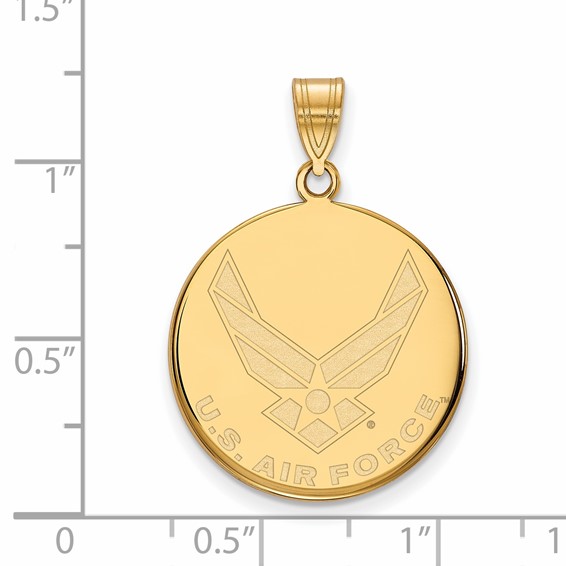 Sterling Silver Gold-plated LogoArt U.S. Air Force Large Disc Pendant