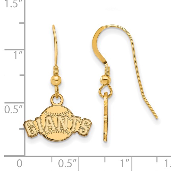 Sterling Silver Gold Plated Major League Baseball LogoArt San Francisco Giants Dangle Earrings