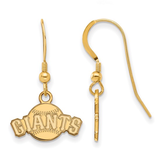 Sterling Silver Gold Plated Major League Baseball LogoArt San Francisco Giants Dangle Earrings