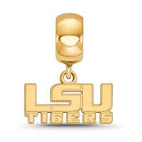 Sterling Silver Gold-plated LogoArt Louisiana State University L-s-u Tigers Extra Small Dangle Bead Charm view 3