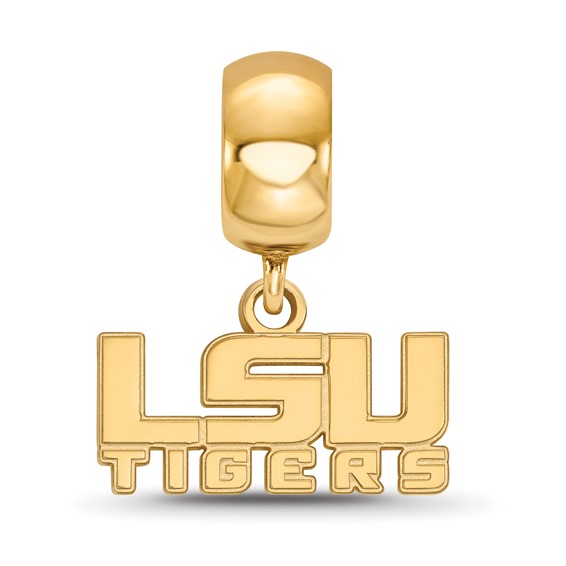 Sterling Silver Gold-plated LogoArt Louisiana State University L-S-U Tigers Extra Small Dangle Bead Charm