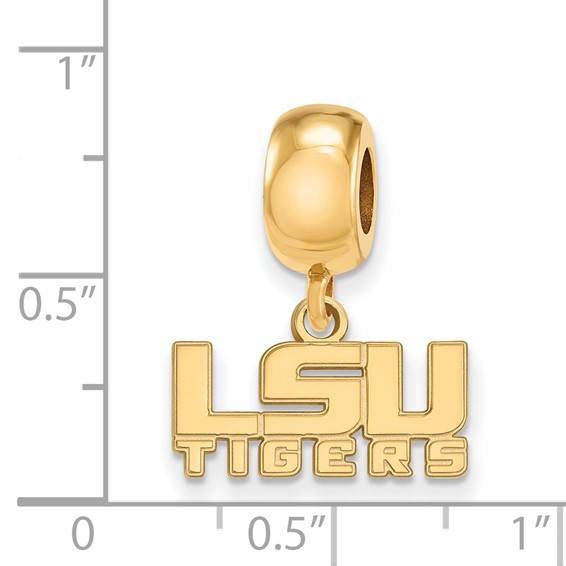 Sterling Silver Gold-plated LogoArt Louisiana State University L-S-U Tigers Extra Small Dangle Bead Charm