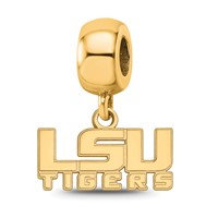 Sterling Silver Gold-plated LogoArt Louisiana State University L-s-u Tigers Extra Small Dangle Bead Charm view 1