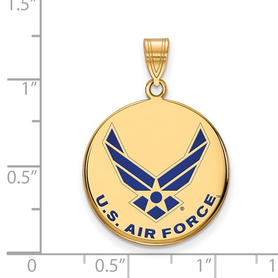 Sterling Silver Gold-plated LogoArt U.S. Air Force Large Enameled Disc Pendant