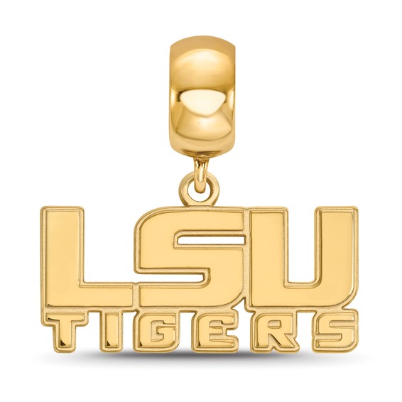 Sterling Silver Gold-plated LogoArt Louisiana State University L-S-U Tigers Small Dangle Bead Charm
