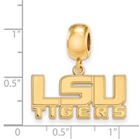 Sterling Silver Gold-plated LogoArt Louisiana State University L-s-u Tigers Small Dangle Bead Charm view 2