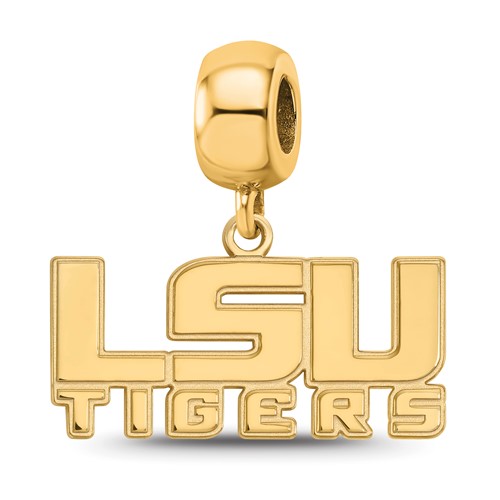 Sterling Silver Gold-plated LogoArt Louisiana State University L-s-u Tigers Small Dangle Bead Charm