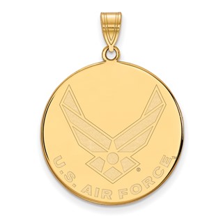 Sterling Silver Gold-plated LogoArt U.S. Air Force Extra Large Disc Pendant