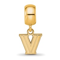 Sterling Silver Gold-plated LogoArt Villanova University Letter V Extra Small Dangle Bead Charm view 4