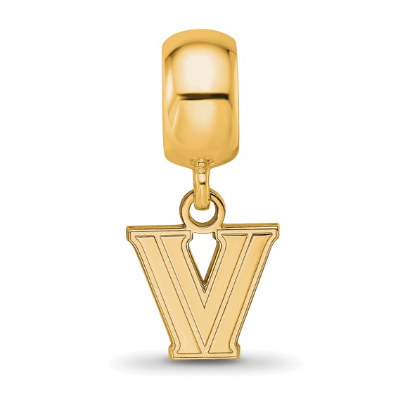 Sterling Silver Gold-plated LogoArt Villanova University Letter V Extra Small Dangle Bead Charm