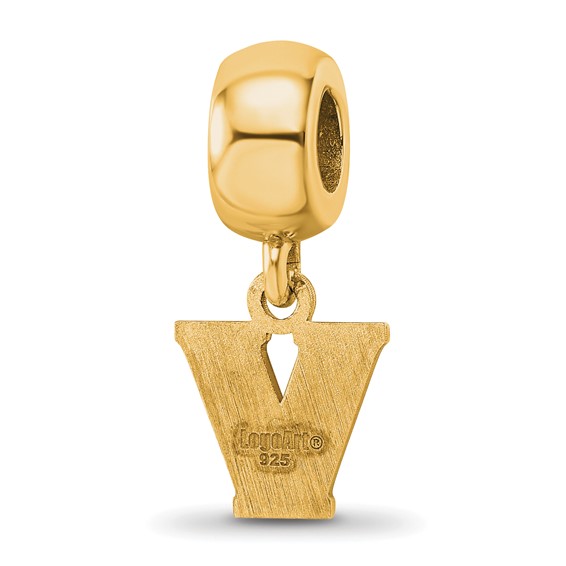 Sterling Silver Gold-plated LogoArt Villanova University Letter V Extra Small Dangle Bead Charm