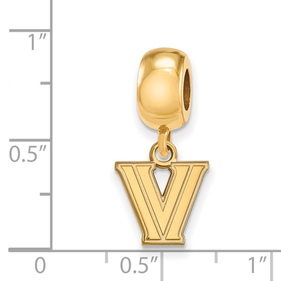 Sterling Silver Gold-plated LogoArt Villanova University Letter V Extra Small Dangle Bead Charm