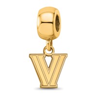 Sterling Silver Gold-plated LogoArt Villanova University Letter V Extra Small Dangle Bead Charm view 1