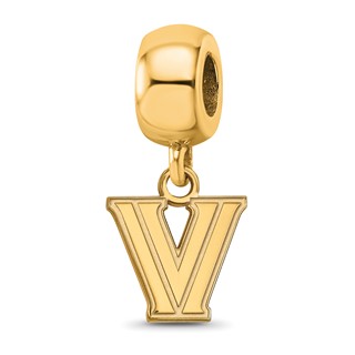 Sterling Silver Gold-plated LogoArt Villanova University Letter V Extra Small Dangle Bead Charm