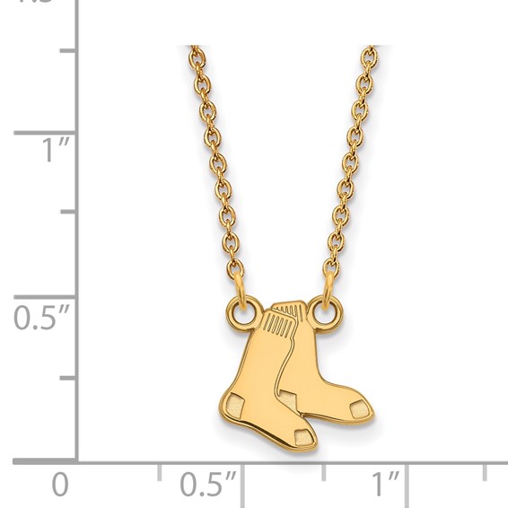 14k Gold Major League Baseball LogoArt Boston Red Sox Small Pair of Socks Necklace