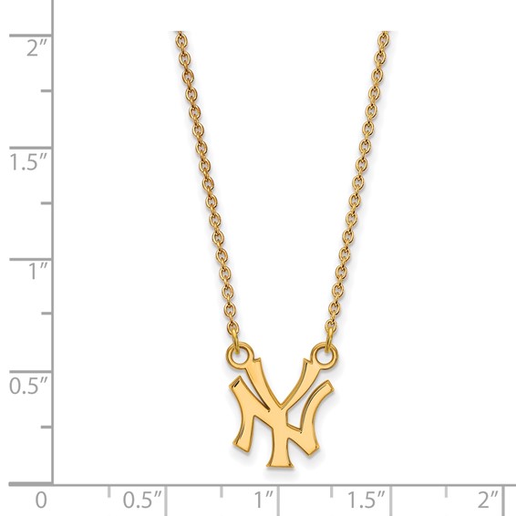 10k Gold Major League Baseball LogoArt New York Yankees N-Y Small Pendant Necklace