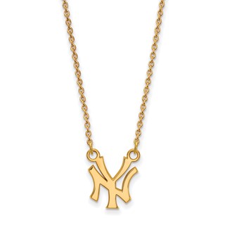 10k Gold Major League Baseball LogoArt New York Yankees N-Y Small Pendant Necklace