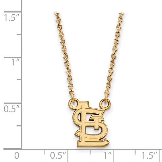 14k Gold Major League Baseball LogoArt St. Louis Cardinals St. L Small Pendant Necklace