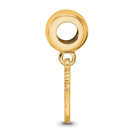 Sterling Silver Gold-plated LogoArt University of North Carolina Tar Heel Small Dangle Bead Charm