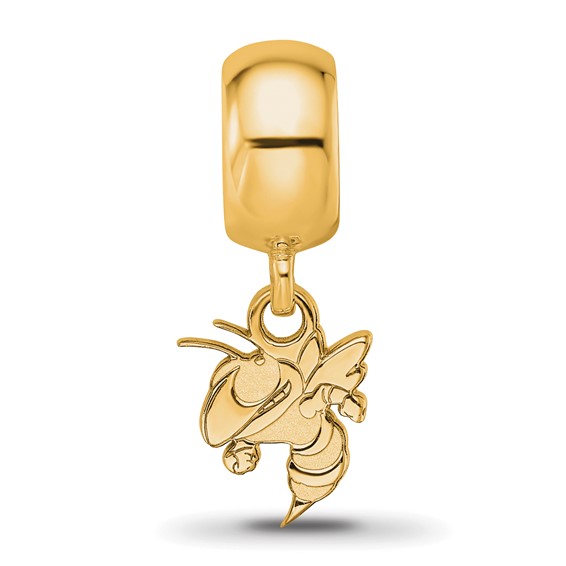 Sterling Silver Gold-plated LogoArt Georgia Institute of Technology Yellow Jacket Extra Small Dangle Bead Charm