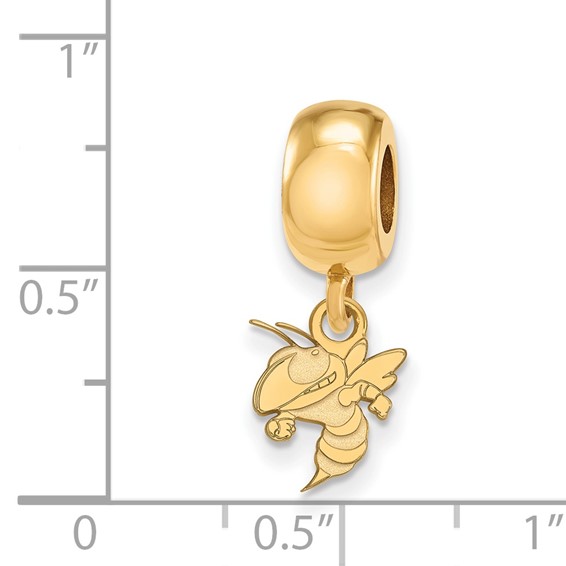 Sterling Silver Gold-plated LogoArt Georgia Institute of Technology Yellow Jacket Extra Small Dangle Bead Charm