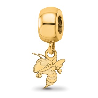 Sterling Silver Gold-plated LogoArt Georgia Institute of Technology Yellow Jacket Extra Small Dangle Bead Charm