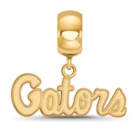 Sterling Silver Gold-plated LogoArt University of Florida Gators Script Extra Small Dangle Bead Charm view 3