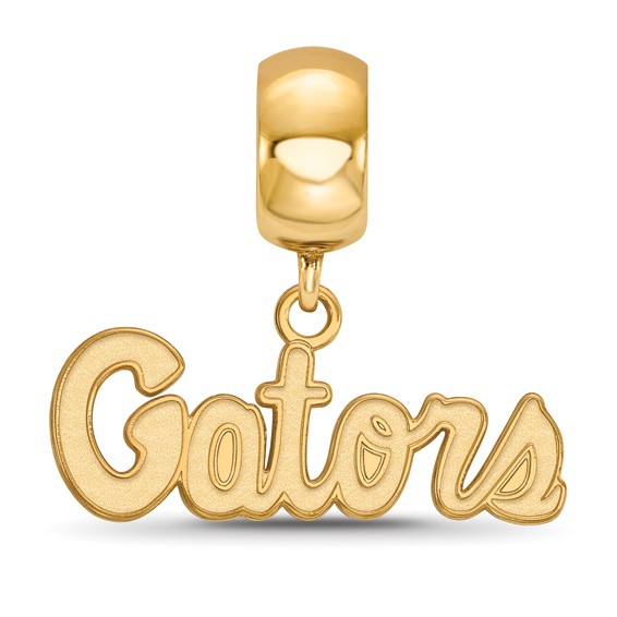 Sterling Silver Gold-plated LogoArt University of Florida Gators Script Extra Small Dangle Bead Charm