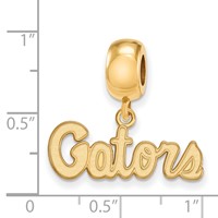 Sterling Silver Gold-plated LogoArt University of Florida Gators Script Extra Small Dangle Bead Charm view 2