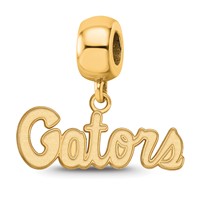 Sterling Silver Gold-plated LogoArt University of Florida Gators Script Extra Small Dangle Bead Charm view 1