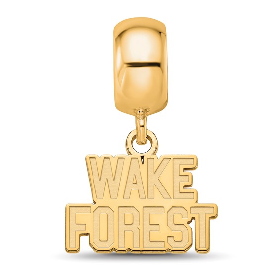 Sterling Silver Gold-plated LogoArt Wake Forest University W-F Deacon Extra Small Dangle Bead Charm
